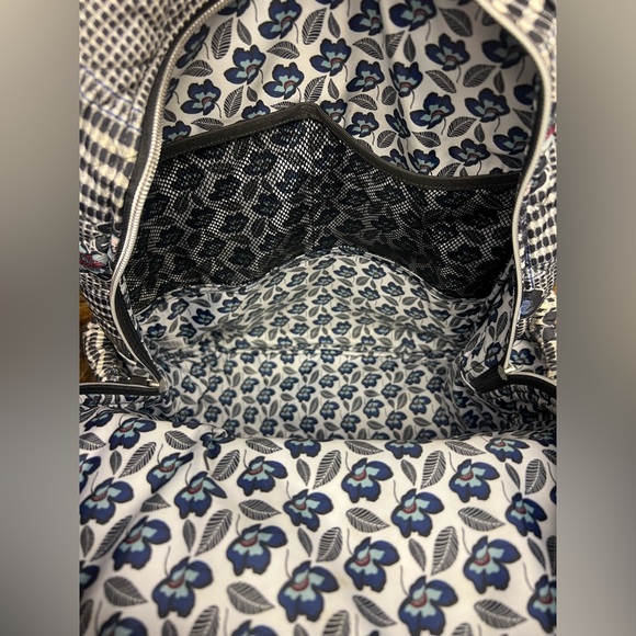 Vera Bradley Black and‎ White Floral Backpack, some discoloration